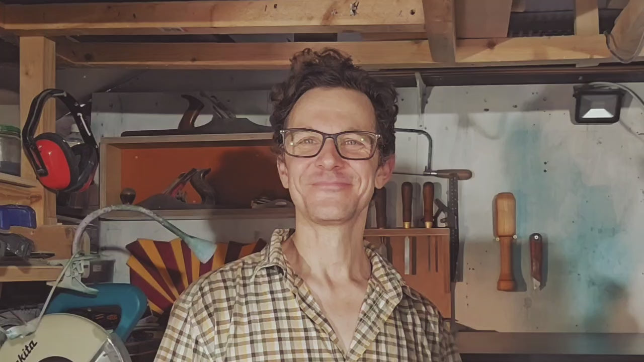 Load video: A Video in which Furniture Maker and Artist, Alex Hykel welcomes viewers to his Bristol Based Workshop.